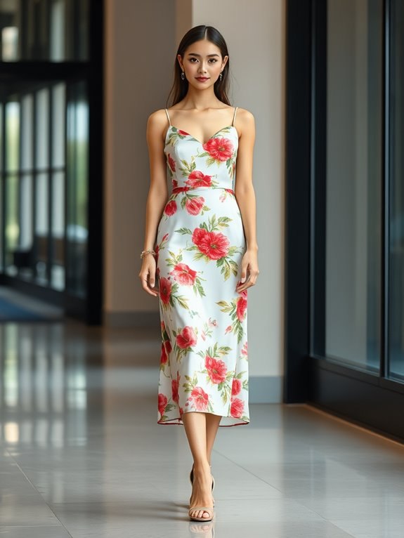 Satin Floral Print Dress Satin Floral Print Dress
